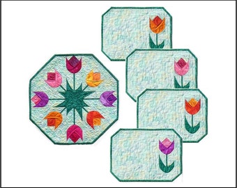 Spring Tulips Table Topper & Placemats PDF Quilt Pattern