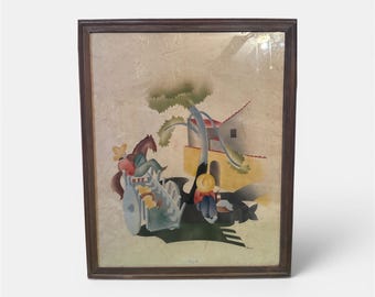 1940er Jahre Benjamin Jorj Harris Airbrush-Malerei | Lateinamerikanisches Aquarell, Mid Century Art Deco