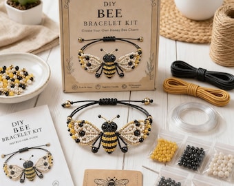 DIY Bee Beaded Bracelet Kit With Step-By-Step Guide For Mindful Crafting And Nature-Inspired Jewelry