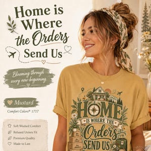 Camiseta PCS Pareja Militar, Home Is Where the Orders Send Us, Mudanza Militar, Regalo PCS, Familia Militar