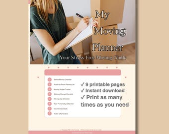 Moving Planner Printable | Packing List, Budget Tracker, Address Change (PDF Download)