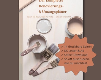 Renovierungsplaner Umzugscheckliste Druckvorlage, Budget Tracker PDF, Handwerker Vergleich, Raumplaner, Sofort Download, Digitaler Planer
