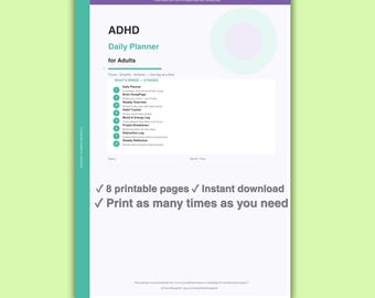 ADHD Daily Planner for Adults | Brain Dump, Habit Tracker (Printable PDF A4)
