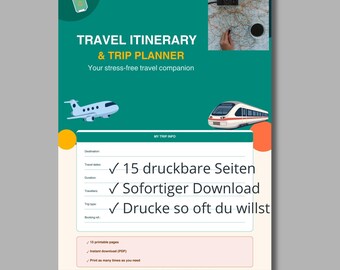 Travel Itinerary Planner | Trip Log, Budget Tracker (Instant Download PDF)