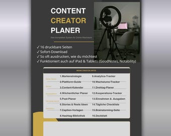 Content Creator Planner | Social Media, Analytics Tracker (PDF Download)