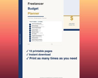 Freelancer Budget Planner | Income Expense Tracker, Invoice Tax Log (PDF Download)