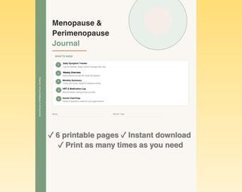 Menopause & Perimenopause Journal Printable | Symptom Tracker | Mood  Sleep Log | Women's Wellness PDF | Instant Download