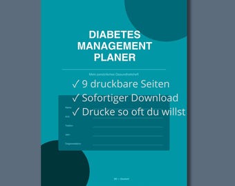 Diabetes Management Planer Druckbar | Blutzucker Tracker | Diabetiker Journal | Mahlzeiten Planer | Symptom Tagebuch | Sofort Download PDF