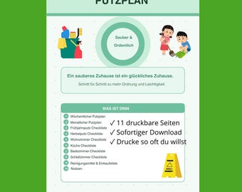 Cleaning Schedule Printable | Putzplan Druckbar | Weekly & Monthly Checklist | 11 Seiten PDF | Sofortdownload