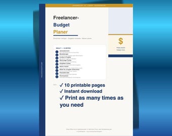 Freelancer Budgetplaner Druckbar | Einnahmen & Ausgaben Tracker | Rechnungs Log | Steuer Tracker | Selbstständig PDF