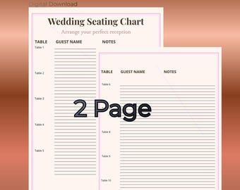 Wedding Seating Chart Printable | Romantic Table Plan (PDF Download)