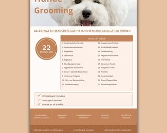 Hunde Grooming Geschaftsformulare Bundle | 22 druckbare Formulare | Kundenkarte | Terminbuch | Tagesplan | Sofortiger Download PDF
