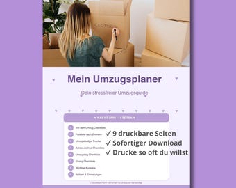 Moving Checklist Planner | New Home Organizer PDF | Relocation Binder | Umzugsplaner | Digital Download