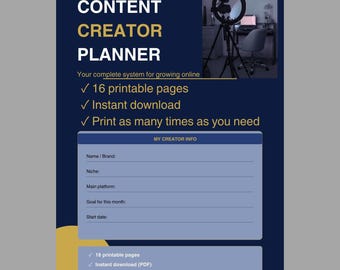 Content Creator Planner | Social Media, Instagram, TikTok, YouTube (PDF Download)