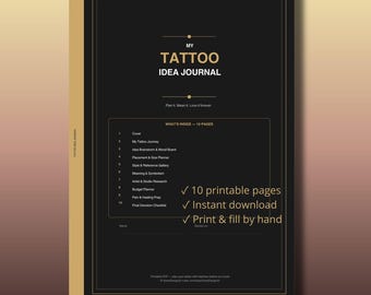 Tattoo Idea Journal Printable | Placement & Budget Planner | Style Research | Tattoo Planning PDF | Instant Download