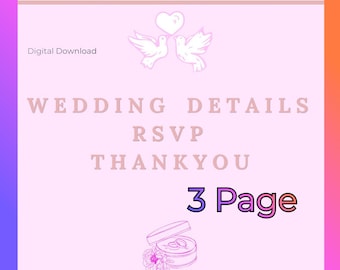 Wedding Stationery Bundle | Details, RSVP, Thank You Cards (Digital Download)