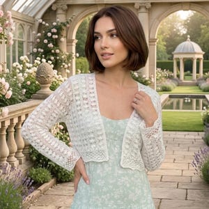 ivory cropped jacket to wear over dress Duntery Mother of the Bride Dress Long Sleeves Ivory Fitted Short Jacket