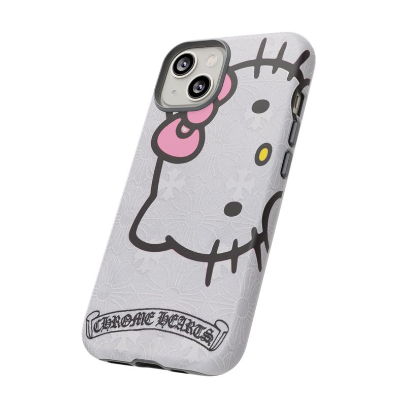 Hello Kitty x Chrome Herzen Handyhülle | Robuste iPhone Hülle, Chrome Hearts Style Bild 6