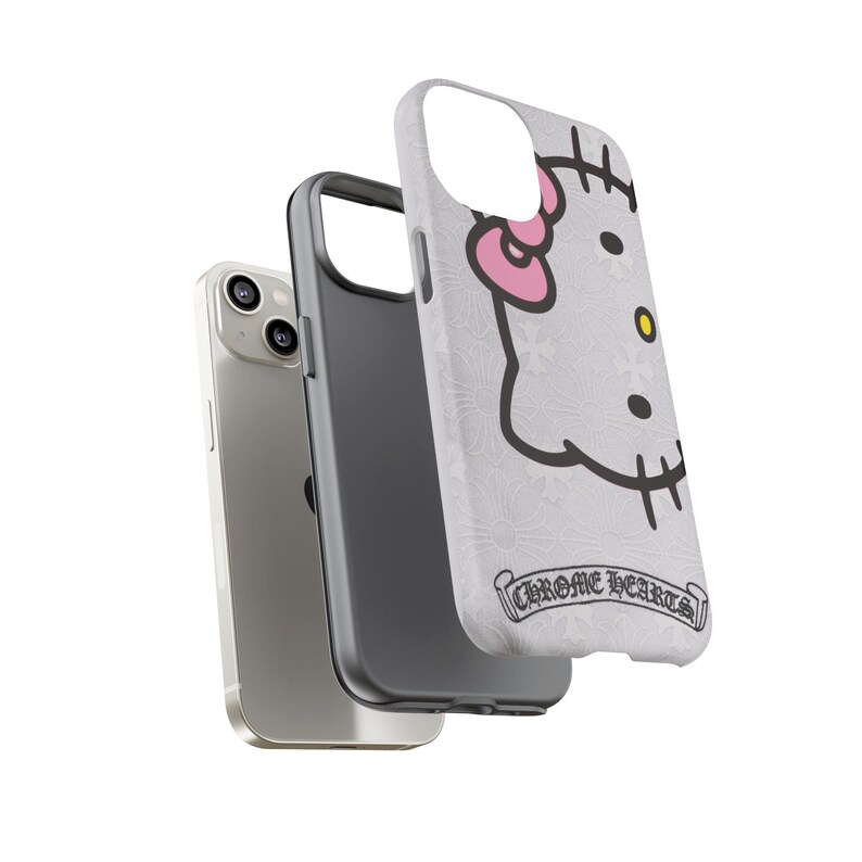 Hello Kitty x Chrome Herzen Handyhülle | Robuste iPhone Hülle, Chrome Hearts Style Bild 7
