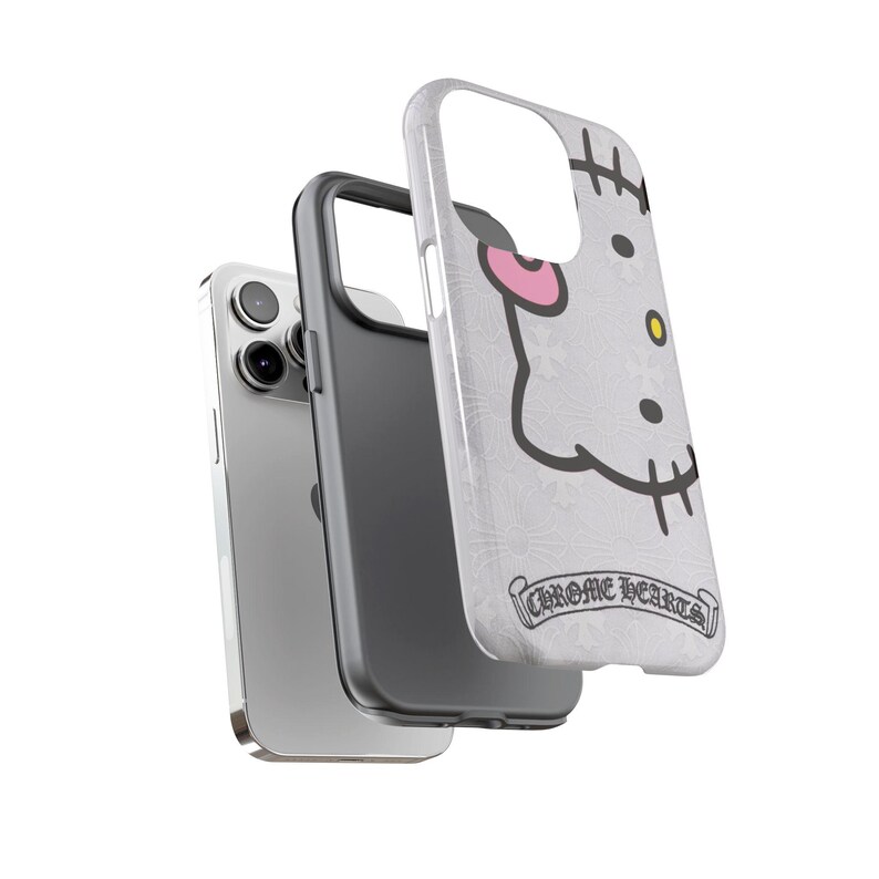 Hello Kitty x Chrome Herzen Handyhülle | Robuste iPhone Hülle, Chrome Hearts Style Bild 11