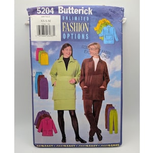 May include: Butterick 5204 sewing pattern envelope for Unlimited Fashion Options. The front displays illustrations of tops, skirts, and pants in various colors, including lime green and brown, with the text Northwest Fabric Exchange Only.