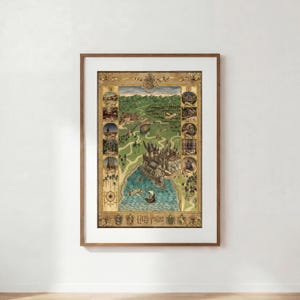 Harry Potter Marauder's Map Print | Hogwarts Print | Wizarding World Decor | Vintage Parchment Wall Art | Magical Harry Potter Print
