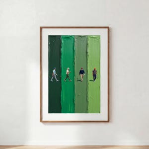 Golfers on Green Painting Poster | Werner Bronkhorst Style Textured Golf Wall Art | Golf Course  Print | Sport Room Decor | Golf Lover Gift