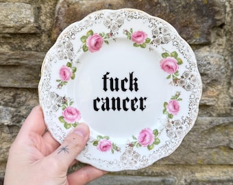 Vintage Floral Celebratory Plate - Vintage Porcelain Sweary End Of Treatmet Gift