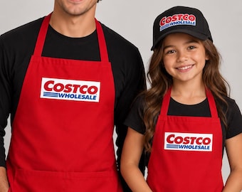 Costco Apron |Get ready for Halloween, trunk-or-treat events, parties, or festive workplace fun with this fun red Costco-inspired apron!