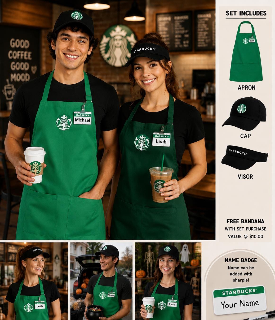 Green Starbucks Apron - Etsy