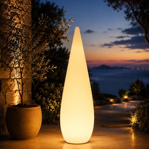 120cm Teardrop Solar Light | Outdoor RGB LED Floor Lamp with Remote | Modern Waterproof IP65 Garden Pathway, Poolside Mood Lighting
