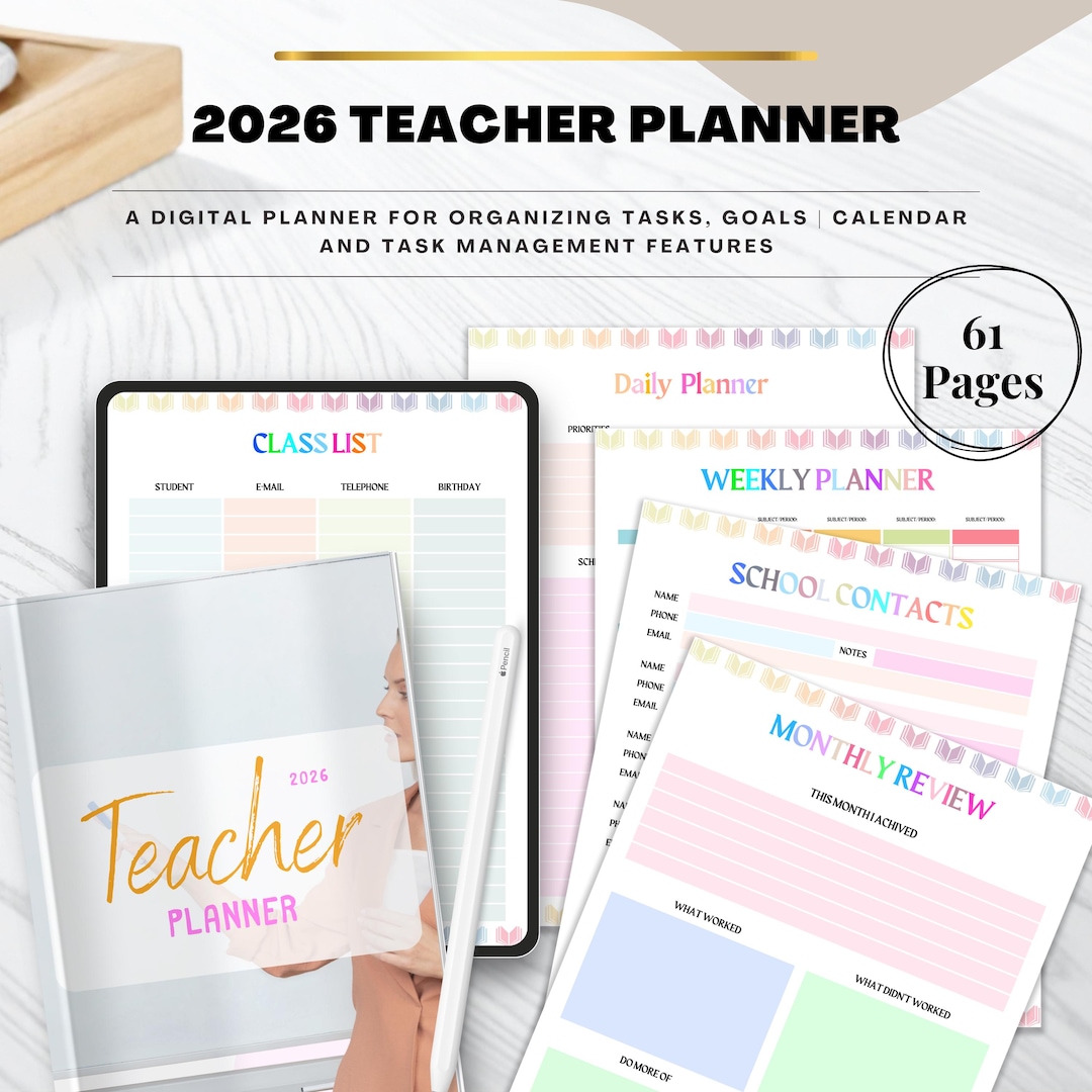2026 Teacher Planner Printable, Lesson Plan Organizer, Classroom