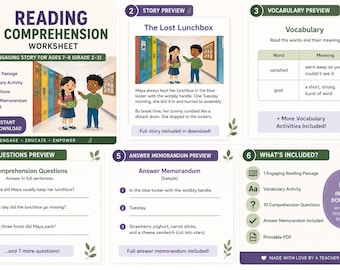 Reading Comprehension Worksheet | Grade 2-3 Reading Activity | Vocabulary & Questions | PDF Download