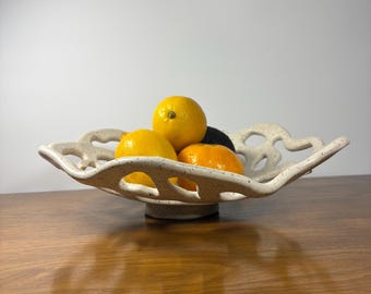 Handmade Ceramic Shallow Holey Bowl | Fruit Bowl | Speckled Clay