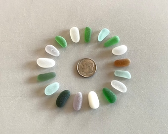 Beach Sea Glass Genuine Surf-Tumbled Pastels 15 pieces “tapers” Jewelry-quality flawless