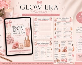 Advanced Beauty Glow Up Planner | Self-Care Bundle, Skincare, Habits (Digital Download)