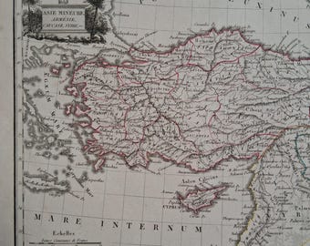 Mapa de 1812 da Ásia Menor, Armênia, Cáucaso e Síria, Geografia gravada e colorida à mão.