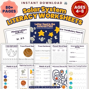 Quiet Time Activity for Preschool Kindergarten Busy Book Space Theme Homeschool Morning Basket Alphabet Tracing Sight Words Practice