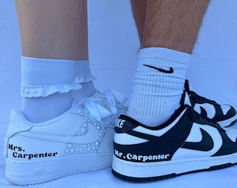 Custom Pearl Wedding Shoes - Air Force 1/Nike Low Dunk - Bride and/or Groom