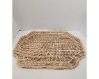 Vintage jaren 70 raffia mesh placemats set van 4 massief natuurlijk geweven geschulpte boho