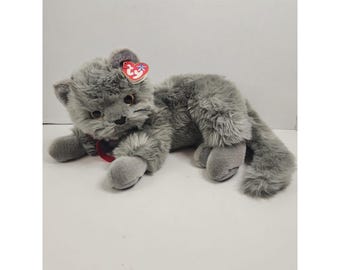 Ty Beanie Buddy BEANI the Gray Cat 13" 2002 Retired Plush Stuffed Animal WT