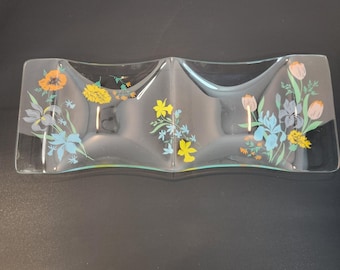 Vintage MCM Dorothy Thorpe Spring Harvest 2-facks vågig serveringsskål Candy Nut