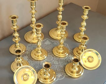 Vintage Baldwin Solid Brass Candlestick Holders Set | Fairfax Candlesticks | Hollywood Regency Decor | Wedding Centerpiece