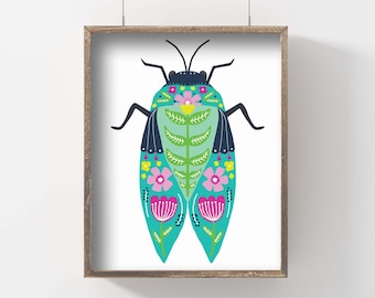 Folk Cicada Print