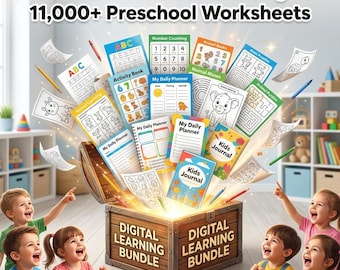 Kids Worksheets Bundle | Preschool, Kindergarten, Toddler Learning Activities (Digital Download)
