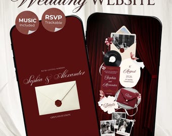 Old Money Wedding Website Template with RSVP, Music and Countdown Timer: Editable Canva Website (Digital Download)