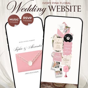 Wedding Website Template Canva | Modern Digital Invitation with RSVP, Music and Countdown Timer:  Wedding invites (Digital Download)