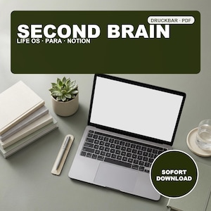 Second Brain Notion Template (German) | Life OS Productivity | Goals, Habits, Projects, Notes | PARA Method Digital Download
