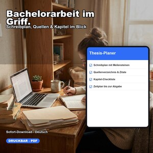 Bachelorarbeit Planer | Thesis Manager Masterarbeit | Schreibplan Quellen Druckbar