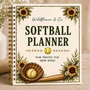 Softball Planner Printable | 20-Page Team Organizer | Practice & Game Schedule | Tournament Planner | Team Mom Binder | Instant PDF Download